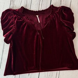 Free People Velvet Burgundy Blouse